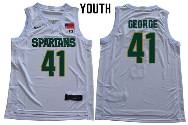 Youth Michigan State Spartans #41 Conner George NCAA Nike Authentic White 2020 College Stitched Basketball Jersey PG41J82XJ